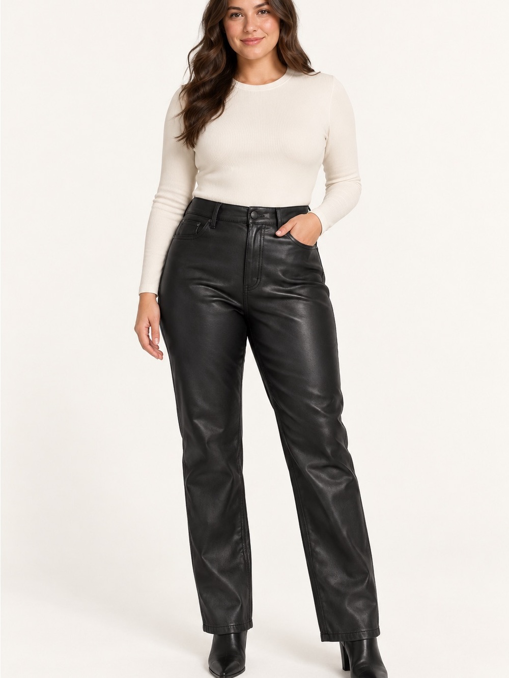 Abercrombie Curve Love 90s Straight Faux Leather Pants 28/6